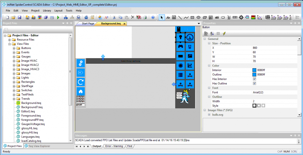 Bearbeitung des Web-HMI-UI im PC-basierten Editor.