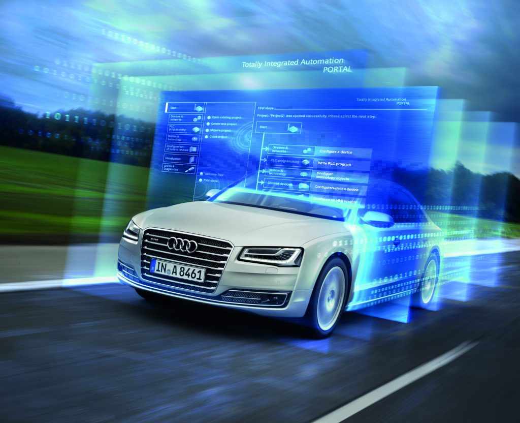 Bei der Endmontage des Audi A8  in Neckarsulm basiert die Automatisierung erstmals konsequent auf Totally Integrated Automation. Bei gleichzeitiger Verbesserung der Engineering Effizienz durch das TIA Portal konnte die Verfügbarkeit erhöht und der Energieverbrauch gesenkt werden.