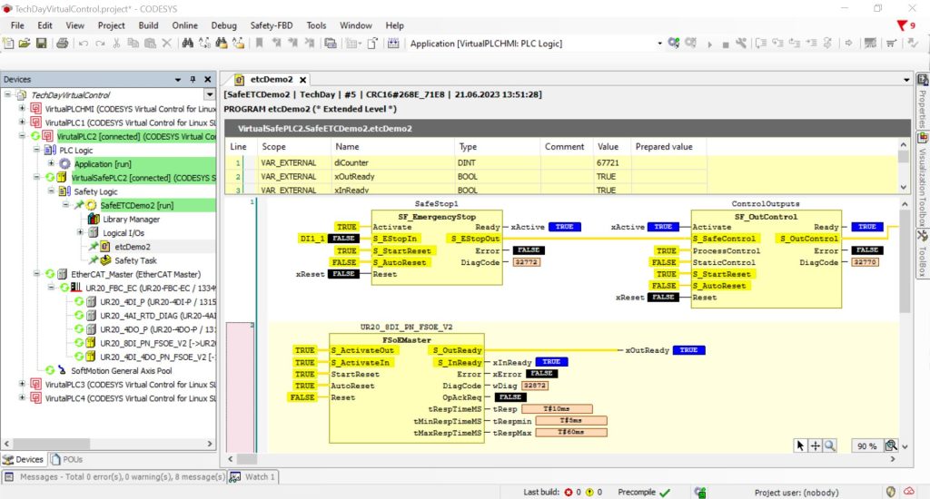 Die Applikationsentwicklung für die virtuelle Sicherheitsteuerungen CODESYS Virtual Safe Control SL erfolgt direkt im CODESYS Development System