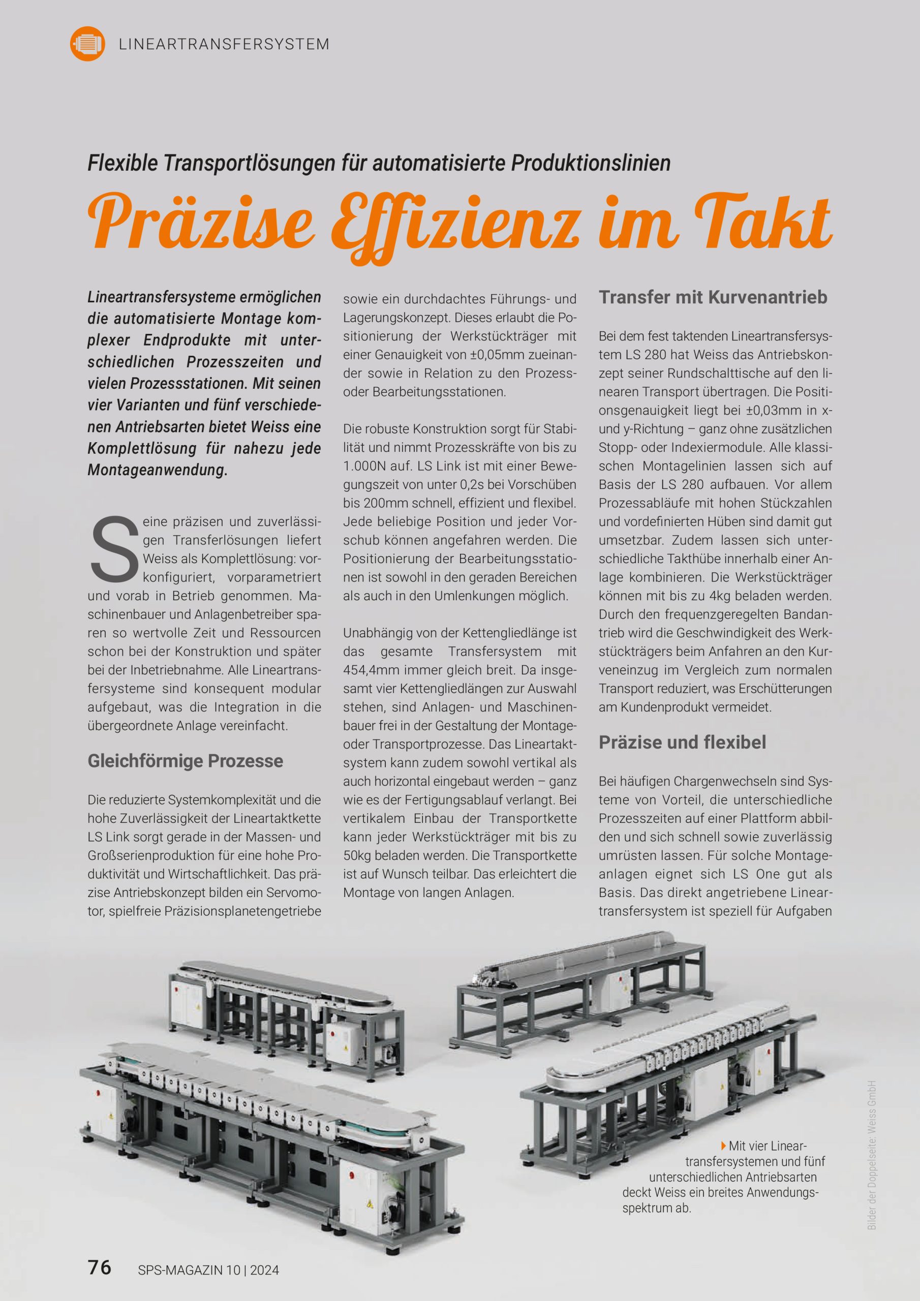 Schwerpunkt Lineartransfersysteme (SPS-MAGAZIN 10 2024)